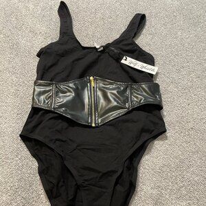 Wolf & Whistle Cotton Bodysuit with Wetlook Waspie Size 8 NWT